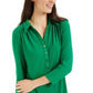 Charter Club Women's 3/4 Sleeve Printed Polo Top Bright Green Size Extra Large