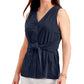 Charter Club Women's Tie Front Sleeveless Top Blue Size XX-Large