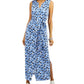 Charter Club Women's Tie Waist Maxi Dress Blue Size Medium