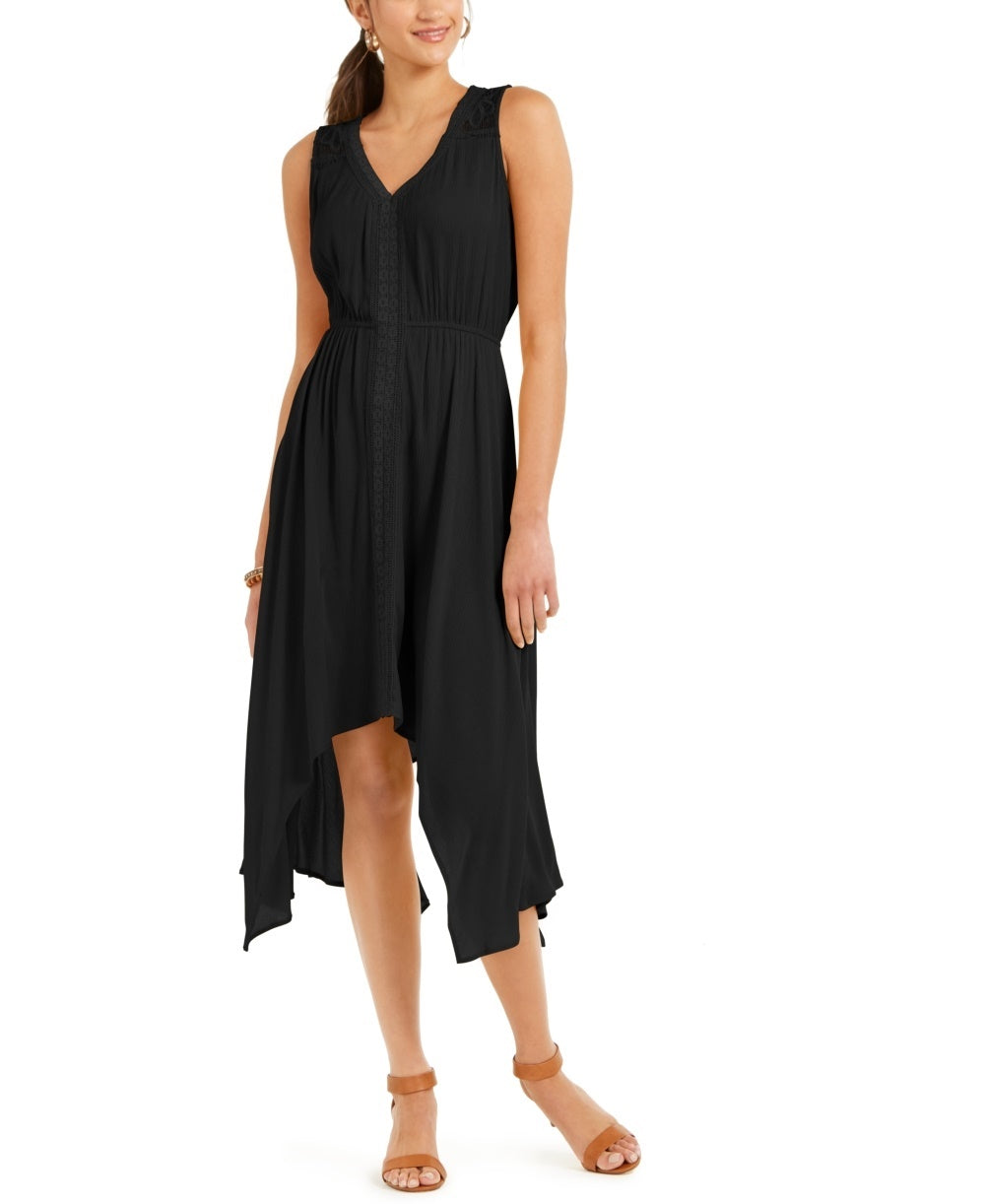 Style & Co Women's Handkerchief Hem Dress Black Size Small