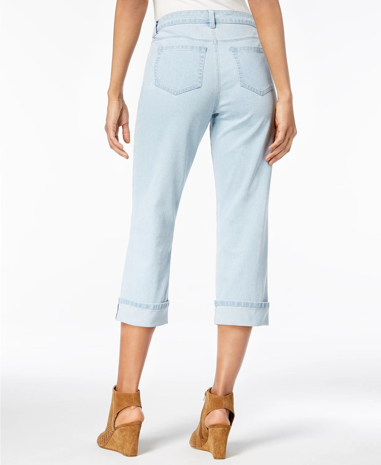 Style & Co Women's Curvy Cuffed Capri Jeans  Dark Blue Size 4