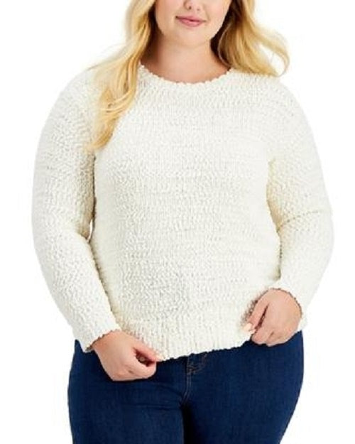 Style & Co Women's Boucle Sweater Natural Size Extra Large
