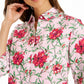Charter Club Women's Linen-Blend Printed Tab-Sleeve Shirt Dark Pink Size Extra Small