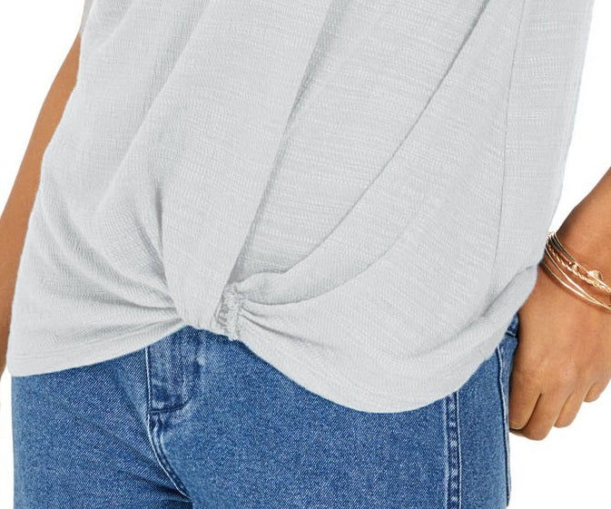 Style & Co Women's Lace-Inset Top Gray Size Medium