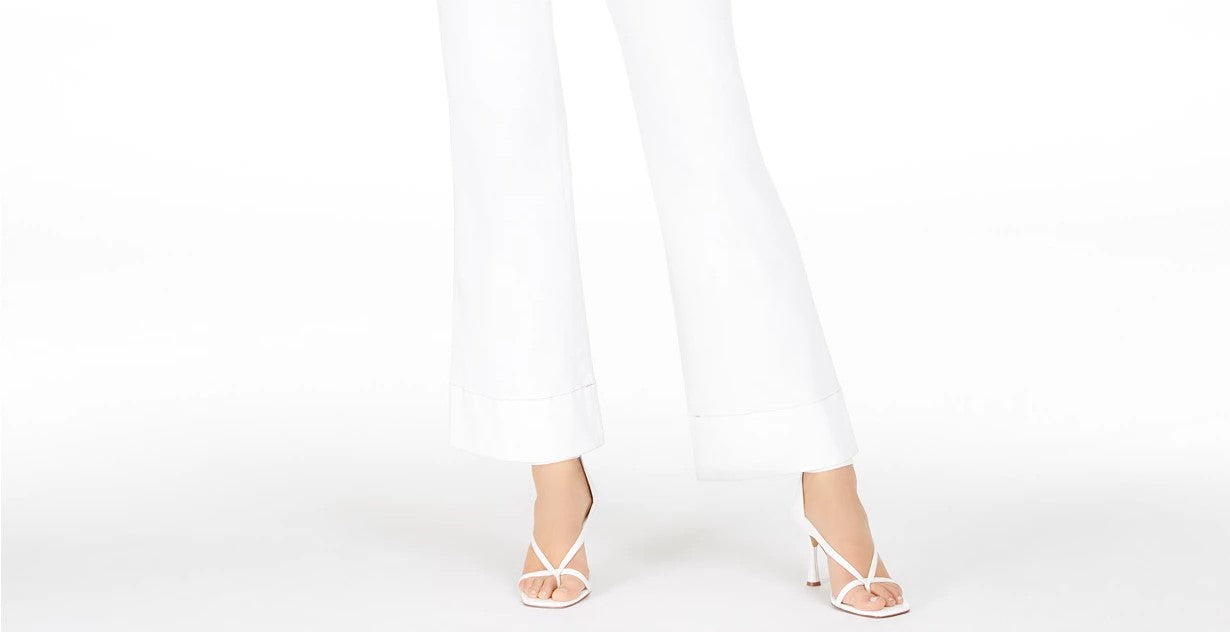 INC International Concepts Women's High Rise Sailor Trouser Jeans White Size 12