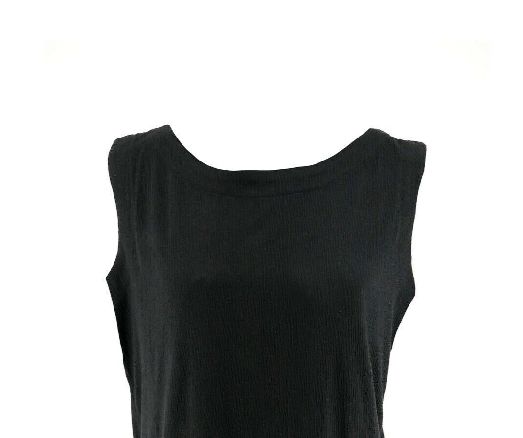 JM Collection Women's Textured Button Tank Top Black Size Large
