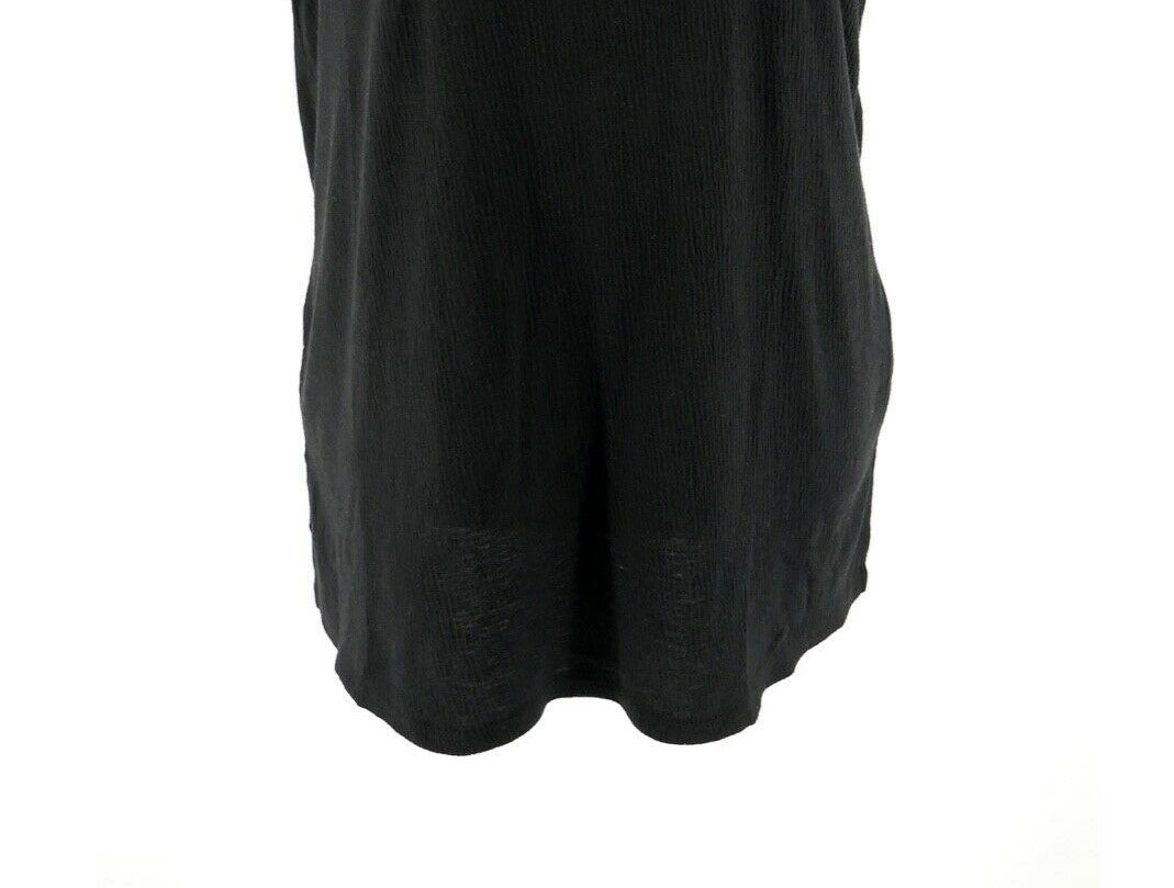 JM Collection Women's Textured Button Tank Top Black Size Large