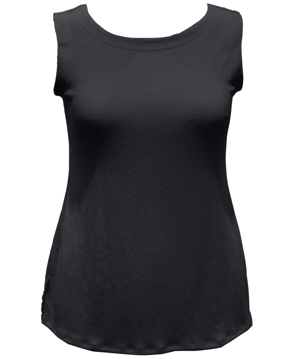 JM Collection Women's Textured Button Tank Top  Black Size Small