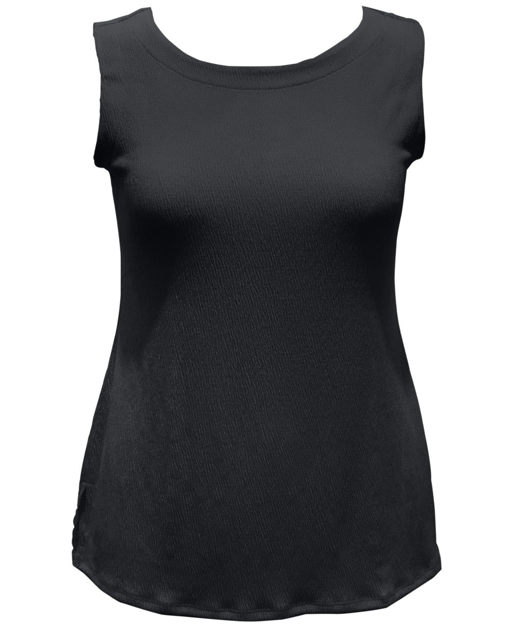 JM Collection Women's Textured Button Tank Top  Black Size X-Large