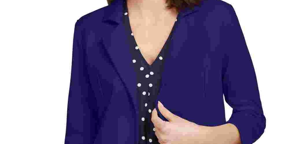 Mason Women's Navy Long Sleeve Open Cardigan Top Navy Size Small