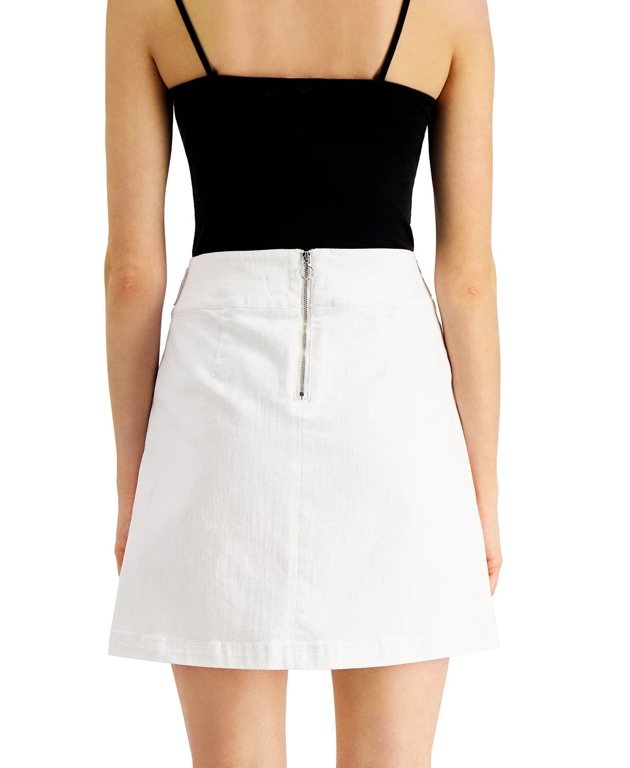 INC International Concepts Women's Mini Denim Sailor Skirt White Size 2