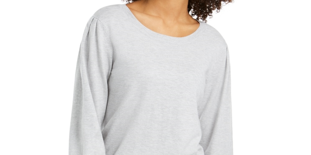 Style & Co Women's Pull Sleeve Blouson Sweater Silver Size X-Small