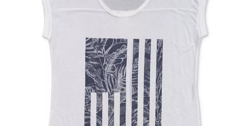 Style & Co Women's Tropical Flag Graphic T-Shirt Navy Size Large