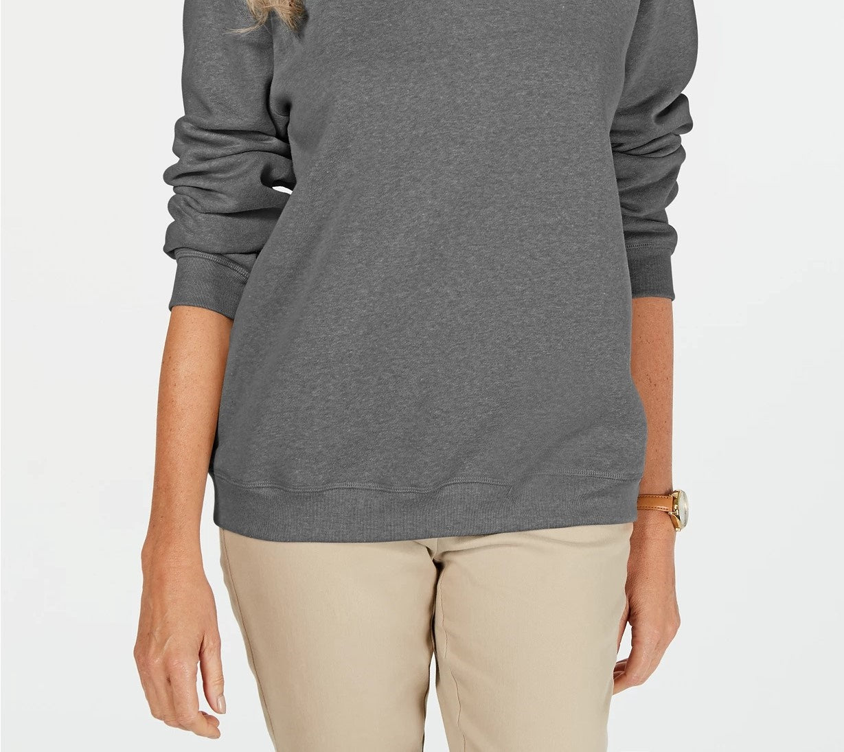 Karen Scott Women's Fleece Sweatshirt Charcoal Size Large