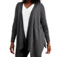 JM Collection Women's Textured Hem Cascade Front Cardigan Grey Size Medium