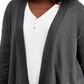 JM Collection Women's Textured Hem Cascade Front Cardigan Grey Size Medium