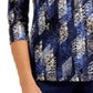 JM Collection Women's Raquel Rain Printed Jacquard Top Blue Size Small
