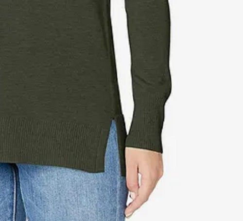 Style & Co Women's V-Neck Band-Hem Sweater Dark Green Size X-Large