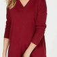 Style & Co Women's V-Neck Band-Hem Sweater Red Size Small