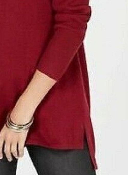 Style & Co Women's V-Neck Band-Hem Sweater Red Size Small