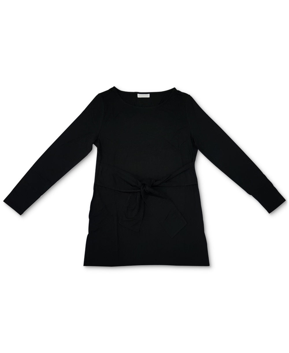 Charter Club Women's Long-Sleeve Tie-Waist Top Black Size XX-Large