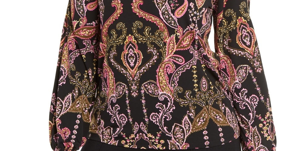 Thalia Sodi Women's Printed Cold-Shoulder Top Black Size Small