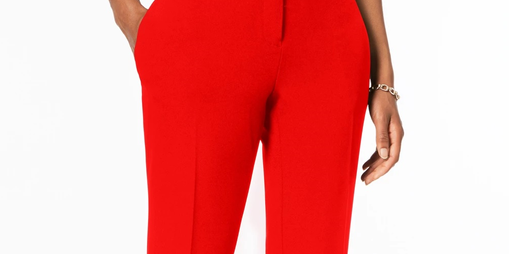 Kasper Women's Slim Straight Leg Modern Trousers Red Size 16