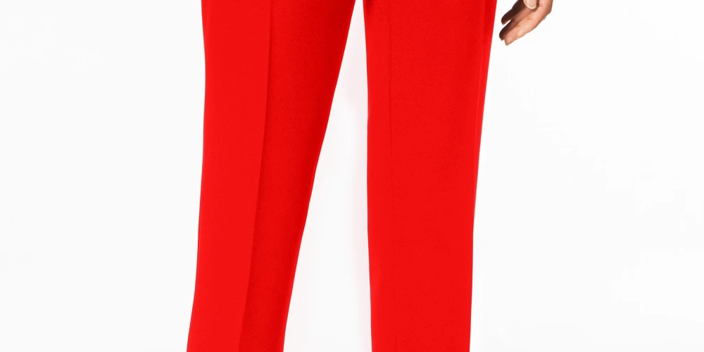 Kasper Women's Slim Straight Leg Modern Trousers Red Size 16