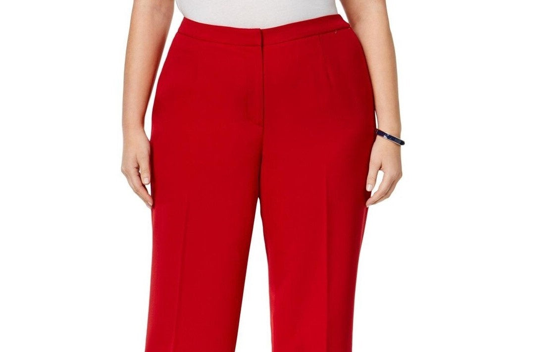 Kasper Women's Straight Leg Modern Dress Pants Red Size 20W