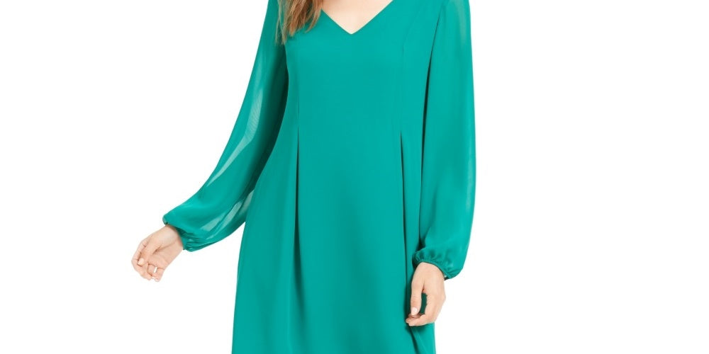 INC International Concepts Women's Tie-Back Shift Dress  Green Size Medium