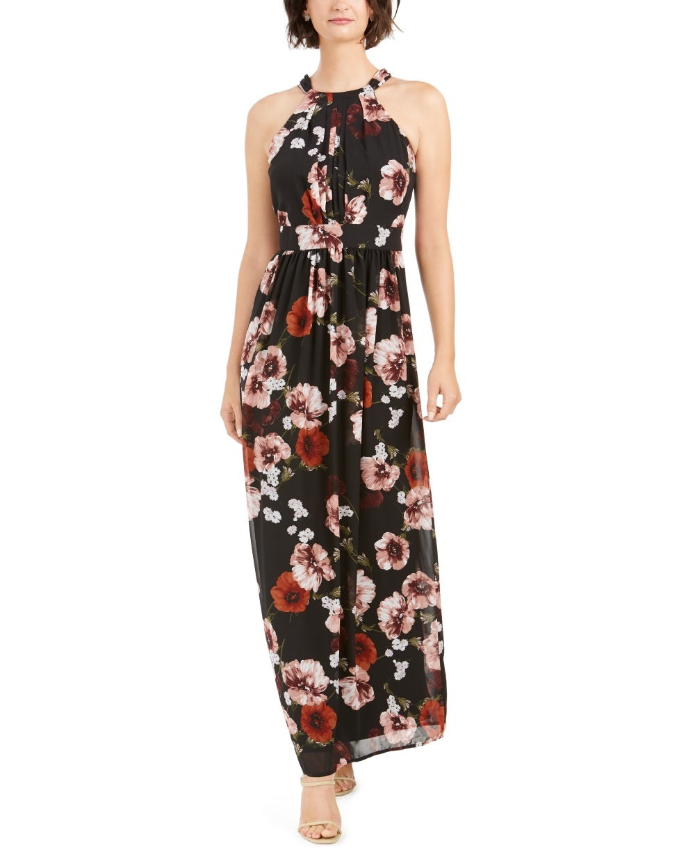 INC International Concepts Women’s Floral Print Halter Maxi Dress Black Size18