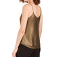 Bar III Women's Chiffon Metallic Foil Top Yellow Size X-Small