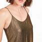 Bar III Women's Chiffon Metallic Foil Top Yellow Size X-Small