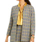 Kasper Women's Open Front Plaid Jacket Yellow Size 4