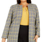 Kasper Women's Plus Size Plaid Open-Front Blazer Yellow Size Petite Small