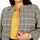 Kasper Women's Plus Size Plaid Open-Front Blazer Yellow Size Petite Small