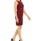 Kasper Women's Embellished Sheath Dress Wine Wine Size 16