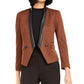 बार III महिलाओं के फॉक्स लेदर सूट सेपरेट ओपन फ्रंट ब्लेज़र ब्राउन साइज़ 6