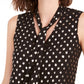 Bar III Women's Dot Print Chiffon Tie Neck Top Black Size X-Small