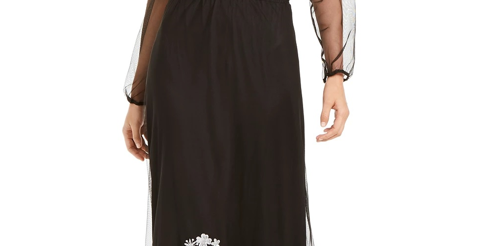 INC International Concepts Women's Embroidered Off-The-Shoulder Maxi Dress Black Size 8
