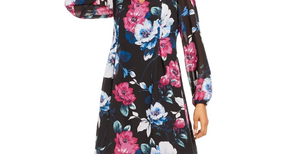 INC International Concepts Women's Bow-Back Shift Dress Black Size Medium