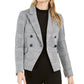 Bar III Women's Houndstooth Print Double Breasted Jacket Black Size 2