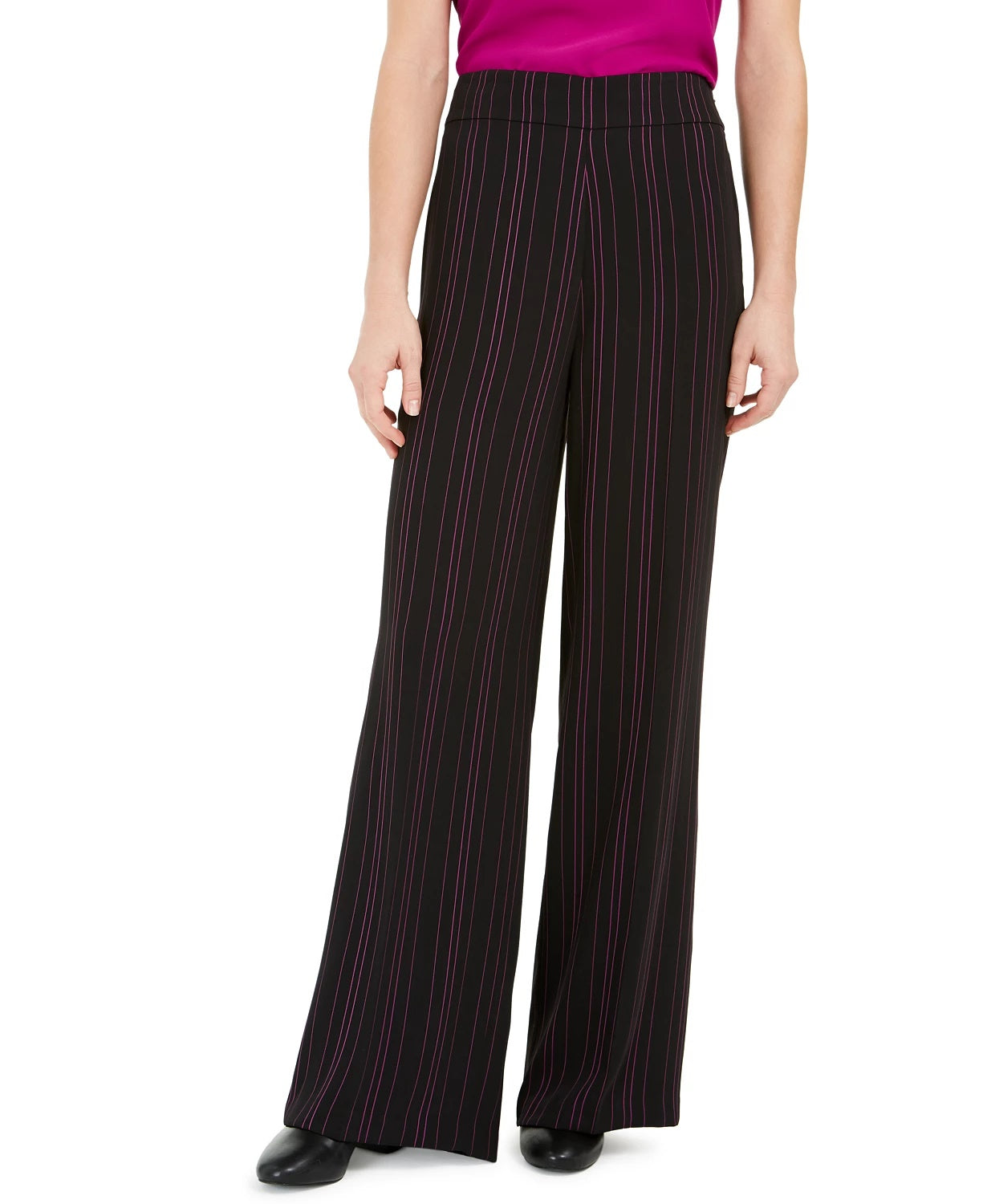 Bar III Women's Striped Wide Leg Pants Black Size 10