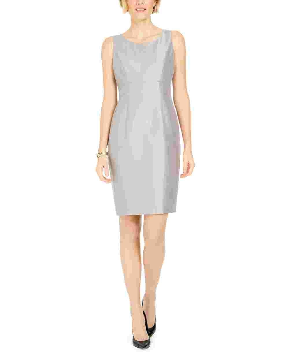 Kasper Women's Shiny Sheath Dress Silver Size 8