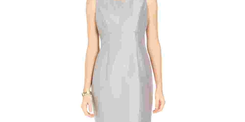Kasper Women's Shiny Sheath Dress Silver Size 8