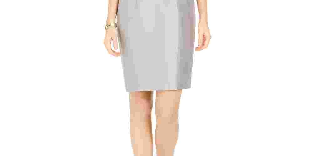 Kasper Women's Shiny Sheath Dress Silver Size 8