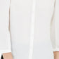 Bar III Women's Solid 3/4 Sleeve V Neck Button Up Top White Size Medium