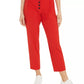Bar III Women's Button-Front Pleated Pants Red Size 8