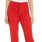 Bar III Women's Button-Front Pleated Pants Red Size 8