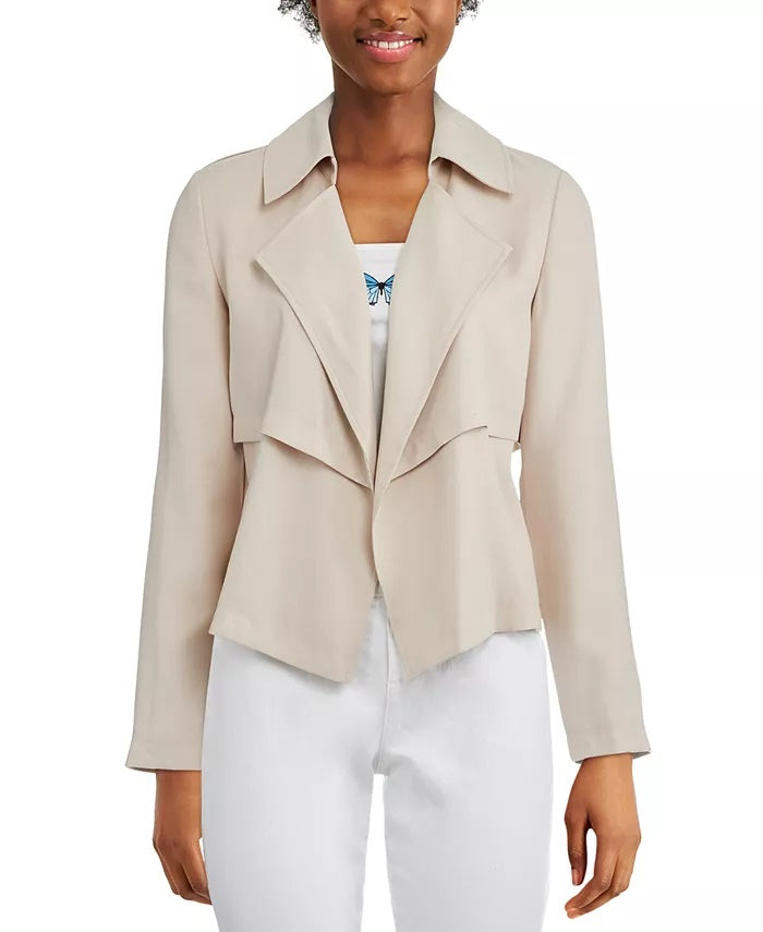 Bar III Women's Open Front Trench Jacket Beige Size XX-Small